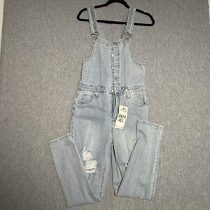 Rue 21 Overalls Women's Size 9 Distressed Vanilla Star Classic Country Workwear
